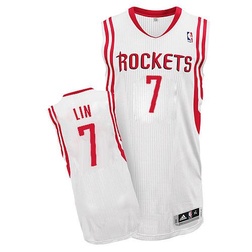 NBA Houston Rockets 7 Jeremy Lin Authentic White Jerseys